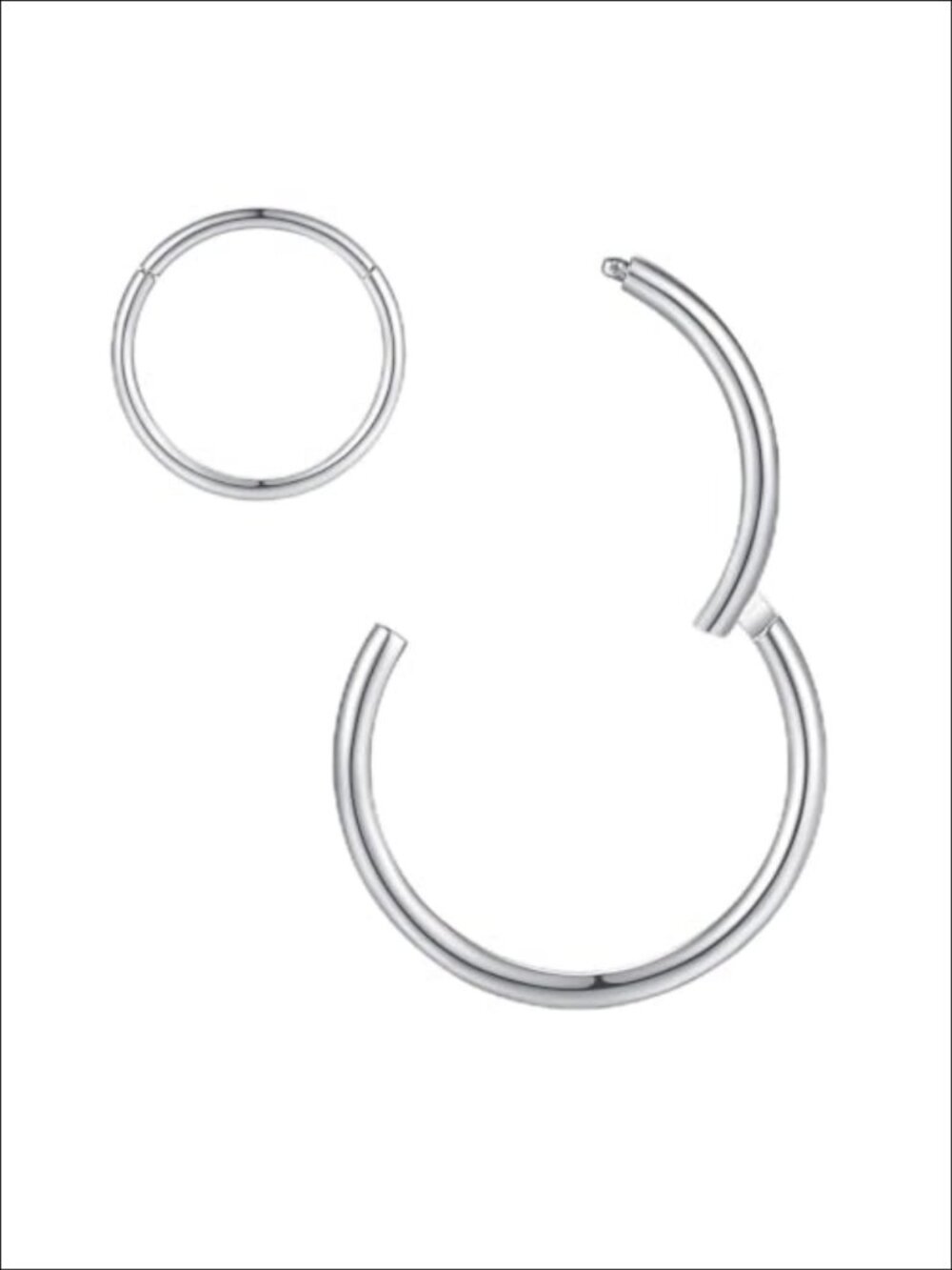 316L Surgical Steel Nose Ring Hinged Segment Hoop for Septum, Cartilage, Ear